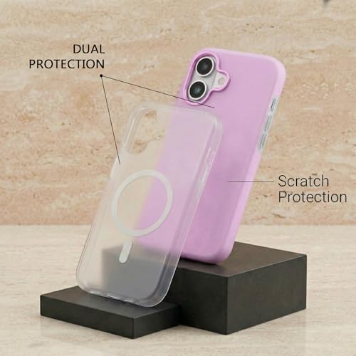 Image of amazon basics Luxury MagSafe Compatible Magnetic Case for iPhone 17 | Soft Touch Matte Pastel Finish | Shockproof Back Cover with Camera Protection (Purple)