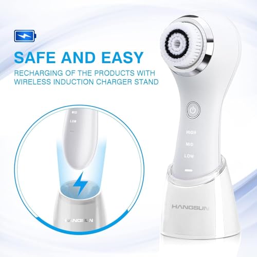 Hangsun SC200 Sonic Facial Cleansing Brush - Electric Face Scrubber Exfoliator With 3 Brush Heads, 3 Speed Modes - Rechargeable for Exfoliating, Massaging and Deep Cleansing - Image 6