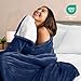 Bare Home Sherpa Fleece Blanket - Throw/Travel Size - Blanket for Bed, Sofa, and Couch - Warm & Lightweight - Fluffy & Soft - Reversible (Throw/Travel, Dark Blue)