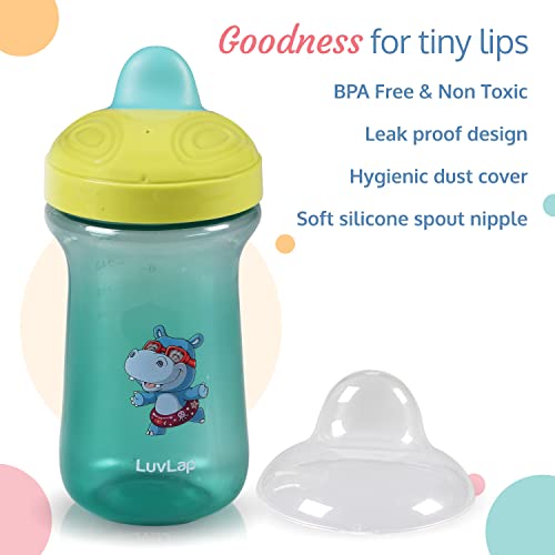 LuvLap-Happy-Hippo-Hard-Spout-Sipper-for-InfantToddler-300ml-Anti-Spill-Sippy-Cup-with-Easy-Sip-Bite-Resistant-Hard-Spout-Ergonomic-Shape-BPA-Free-6m-Green