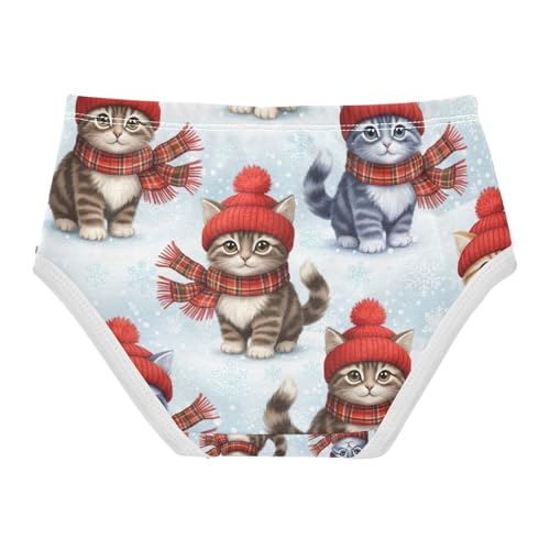 Toddler Panties, Cute Winter Cats Cotton Underwear for Girls, 2–8 Years2