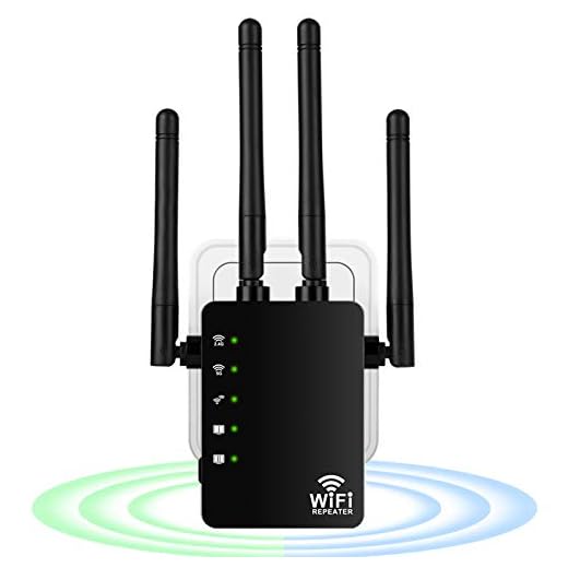 Repetidor de WiFi 1200Mbps, Extensor de WiFi Doble Banda 2.4G/300Mbps+ 5G/867Mbps Amplificador de WiFi con 2 Puerto Ethernet, 4 Antenas Externas, indicador LED, WPS, Cubra la señal hasta 200m²