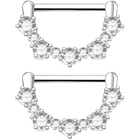 RUGBOL Barras para pezón, piercing tipo botón para mujer (dorado)