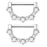 RUGBOL Barras para pezón, piercing tipo botón para mujer (dorado)