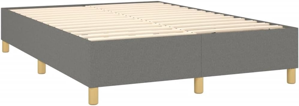 Full Bed Frame Dark Gray Fabric 100% Polyester with Plywood Engineered Wood, Sturdy Platform Foundation, Easy Assembly, Modern Minimalist Bedroom Furniture for Mattress Support