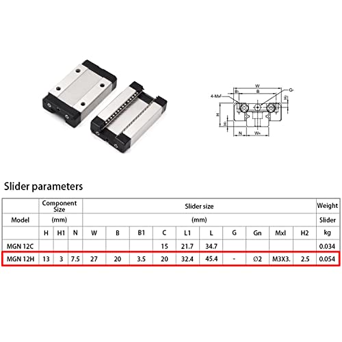 Imetrx IME-MGN300MM*2PCSH Mgn12H 300Mm Premium Linear Rail Guide 2Pcs Mgn12 Linear Slide 8Mm thumb #3