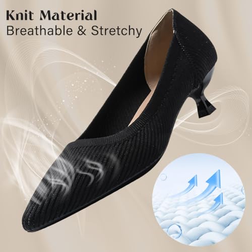 Womens Kitten Heels Pumps Shoes Comfortable Knit Closed Toe Heels for Women Work Office Casual Wedding Dressy2