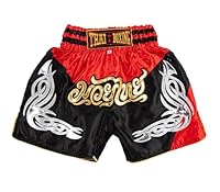 MUAY NATION Muay Thai Shorts für Kinder (2 Jahre - 12 Jahre) Mädchen Jungen Boxhosen für Kickboxen MMA Kampfsport (DE/NL/SE/PL, Alter, 9 Jahre, 12 Jahre, Regular, PRM Rot/Schwarz)