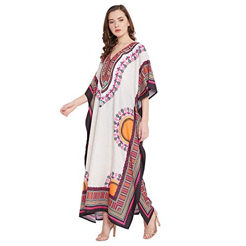 Image of Oussum Plus Size Kaftan Dresses for Women, Polyester Summer Caftan Cover Up Maxi Beach Dress, 1X-3X