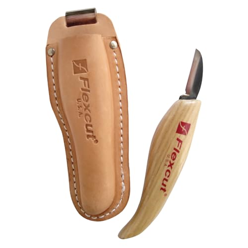 Image of FLEXCUT Wood Carving Tools | Hip Knife |1095 High Carbon Steel Blade | 1-1 /4 inch Blade| Ergonomic Ash Hardwood Handle | KN30 | Made in the U.S.A.