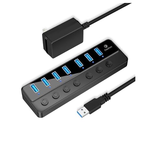 USB Hub, 7-Port USB 3.0 Hub, Qeefun USB Hub 3.0 Powered, USB Adapter USB Extender USB Port Expander USB Hub for Laptop, PC, USB Flash Drives, and More
