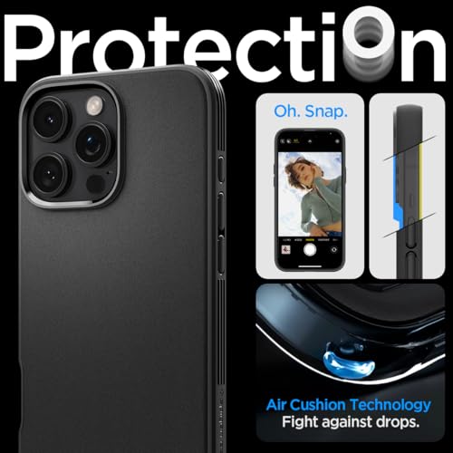 Spigen Essential Sand Blast Back Cover Case Compatible with iPhone 16 Pro (TPU | Matte Black) 4 41AakPf05tL