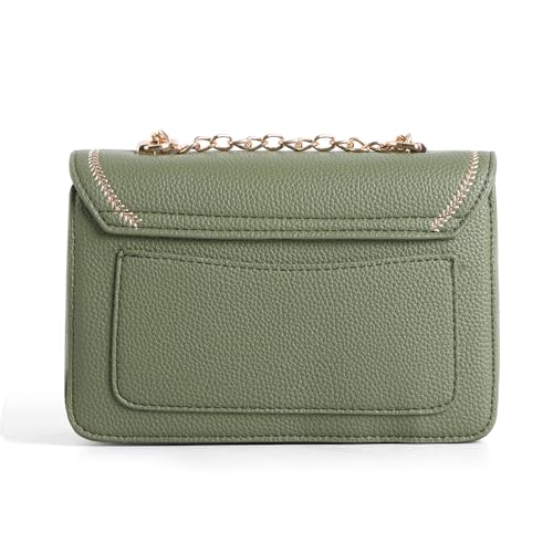 Image of EXOTIC Fiora Daisy Sling Bag for Women | Embroidered Floral Leatherette Crossbody Handbag with Chain Detail & Flap Closure | Elegant Casual & Party Purse