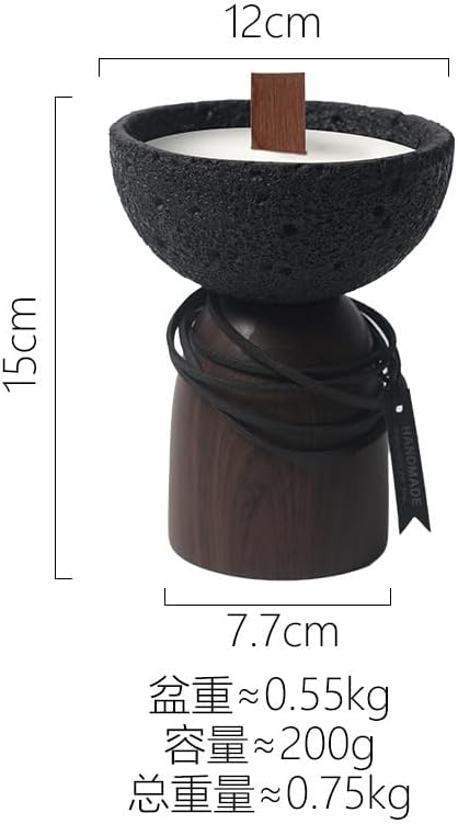 Nordic Cement Scented Candle with Wooden Wick, Black and Brown, Minimalist Home Decor, 4 Count (The Fragrance of the Small Orchid Flower, #2)