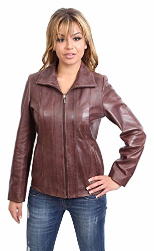 Veste en cuir véritable pour femme active, manteau marron Julia chaud en fourrure d'agneau