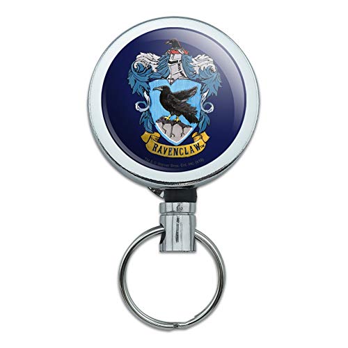 Harry Potter Ravenclaw Painted Crest Heavy Duty Metal Retractable Reel ID Badge Key Card Tag Holder with Belt Clip