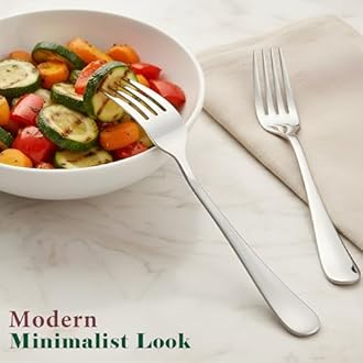 Parage 12 Pieces Stainless Steel Dinner Forks Set - Fork Set for Home and Kitchen, 12-Pieces Fruit Fork for Dining Table, Shiny and Sturdy Handle Forks with Round Edge