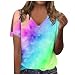 Produktbild meine bestellungen anzeigen Tshirt Damen Oberteile V-Ausschnitt Knopfleiste Bluse Shirts Sommer Tops Schulterfrei Kurzarm T-Shirt Blumendruck Damenblusen Mode Tunika Blusenshirt Große Größen