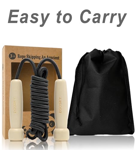 Jump Rope for Women Men Kids, EGOSKY Adjustable Wooden Handle Skipping Rope for Adult Boys Girls Fitness Exercise Outdoor Activity - Image 6