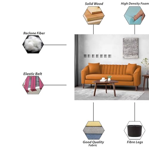 Image of Doraldo 3 Seater Sofa Set for Living Room (Orange) Premium Fabric Sofa