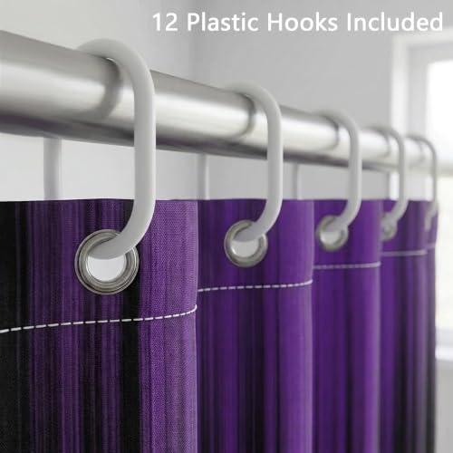 Image of AAtter Purple and Black Shower Curtain, Modern Ombre, 72x72 Inch, 12 Hooks