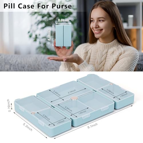 Image of FYY Travel Pill Organizer, Large Pill Box Medicine Case-2pcs Navy