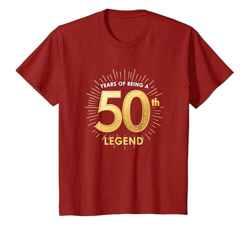 50 Years of Being a Legend Birthday Gift T-Shirt, Youth, Cranberry Red