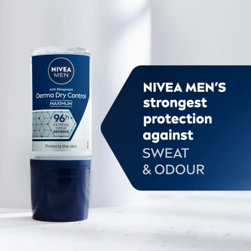 NIVEA MEN Derma Control 96 h Déodorant bille (1 x 50 ml), Détranspirant contre la transpiration excessive, l’humidité et les odeurs, cliniquement approuvé, Déodorant homme à la formule brevetée