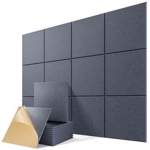 Image of 12 Pack Self-Adhesive Sound Proof Foam Panels for Walls 12 inchx12 inchx0.4 inch Fabric