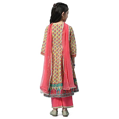Image of BIBA Cotton Printed A-Line Semi-Formal Kurta With Palazzo And Dupatta