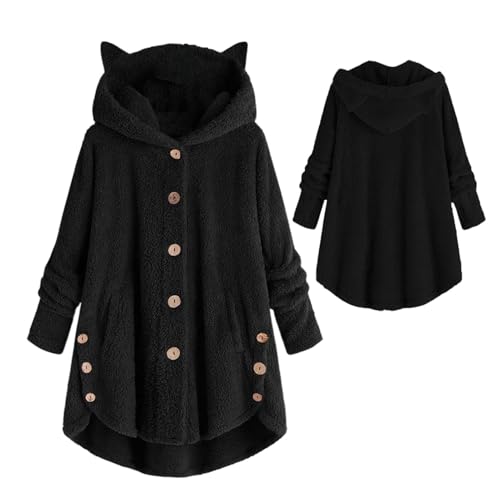 Sweat à capuche oreilles de chat manteau hiver veste shaggy polaire