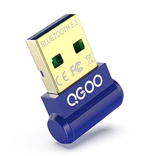 USB Bluetooth Adapter for PC - QGOO Bluetooth Dongle 5.3 EDR, Wireless Receiver for Desktop Computer Laptop Bluetooth Headphones Headset Keyboard Mouse Speakers Printer Windows 10/11(Indigo)