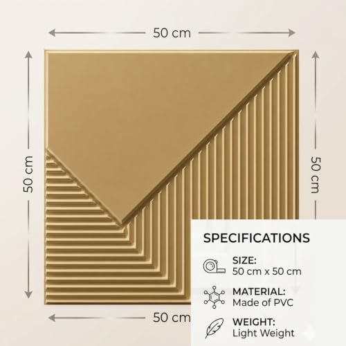 Image of Kayra Decor 3D PVC Wall Panels for Bedroom & Living Room | Plaina Design | Mega Greige Color | 19.7 x 19.7 Inch | Pack of 18 | 42.48 Sq Ft