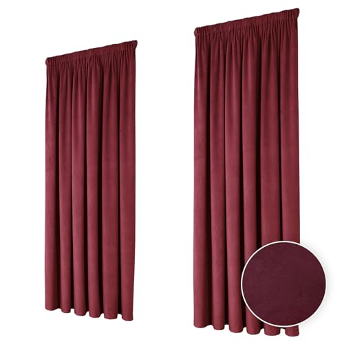The Mill Shop Montreal Velour Pencil Pleat Curtains (1 Pair). Measures 90x72" (229 x 183cm) Washable, Lined Curtains for Living Room or Bedroom with 3" Tape Top - Genuine The Mill Shop Window Curtains