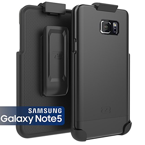 Encased Samsung Galaxy NOTE 5 Case & Belt Clip Holster Ultra-Thin (SlimShield Series) Hybrid Shell (Smooth Black)
