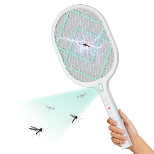 Halohop Mosquito Killer Racket, Rechargeable Electric Mosquito Bat with Type C, 1200mAh Long-Lasting Battery, Mosquito Racket with with Torch Light, 30% Bigger Electric Fly Swatter 6 Month Warranty