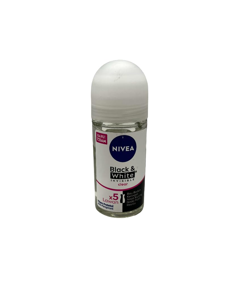 Nivea 50ml Invisible Black and White Clear Roll on Anti Perspirant