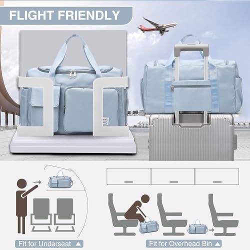 Image of Small Gym Bag for Women, Travel Duffle Bag Carry On Weekender Bag with Shoe Compartment
