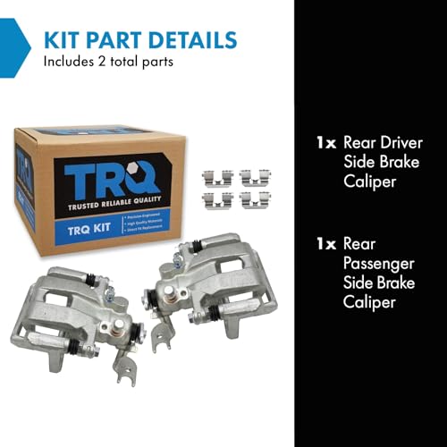 Image of TRQ Rear Driver and Passenger Side Brake Caliper Set Caliper Brackets Hardware Compatible with 08-12 Honda Accord 09-14 Acura TSX