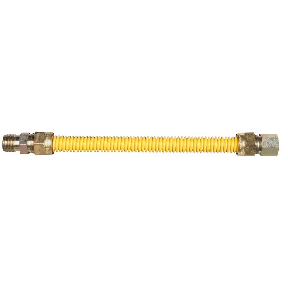 Dormont Safety-Shield 30C-3132-48B - Conector estándar de acero inoxidable recubierto para electrodomésticos de gas de 5/8 pulgadas de diámetro exterior de 1/2 pulgada de diámetro interior, 1/2