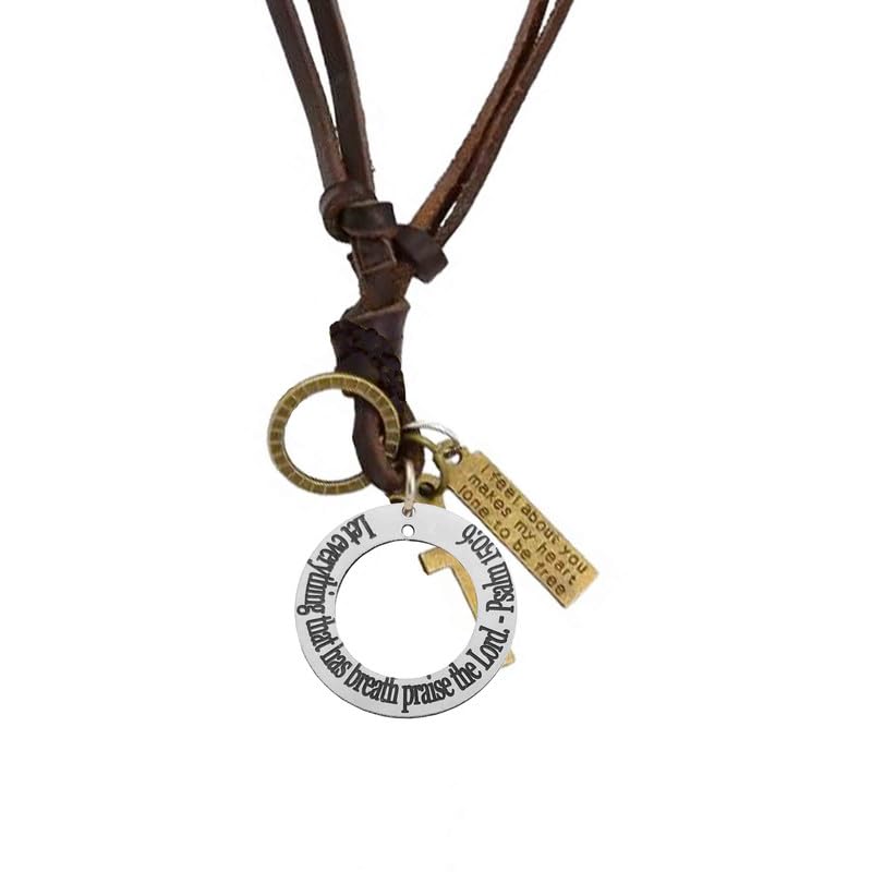 Religious Christian Necklace,Leather, Stainless Steel Custom Christ Bible Verse Scripture Quote Necklace Lords Prayer Pendant Jewelry for Baptism-image-47
