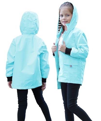 Image of Hiheart Boys Girls Waterproof Hooded Jackets Cotton Lined Rain Jackets