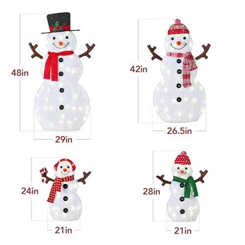 Best Choice Products 4ft 4-Piece 2D Lighted Christmas Snowman Family Set, Large Outdoor Yard Decor Holiday Decoration w/ 160 Twinkling LED Lights - Image 3