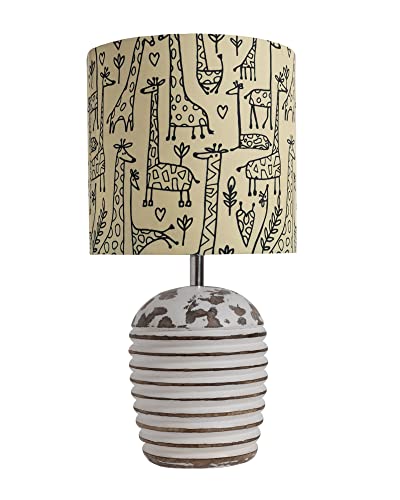 Image of Homesake Wooden Lamp for Living Room | Table Lamp for Bedroom | Bedside Lamp with Fabric Shade | E27 Holder with Bulb Included | Warm Light Night, Study Table & Home Decor, Savannah Drum Shade