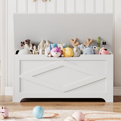 GAOMON Storage Chest, Wooden Toy Storage Bench, Modern Style Lift-Top Toy Chest with Safety Hinge for Entryway, Bedroom, Living Room, Supports 300 Lb and Easy Assembly