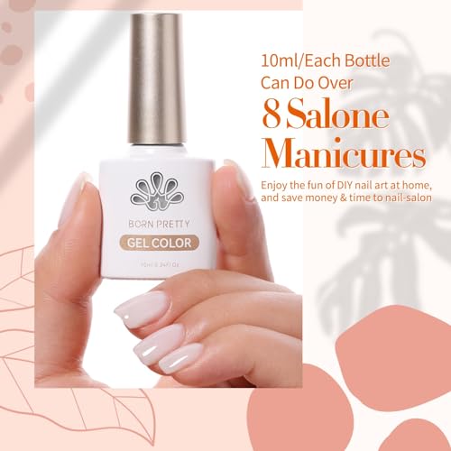BORN PRETTY Milky White Gel Nail Polish 10ML Natural Gel Polish Set Translucent French Nail Design Nude Color Soak Off U V Gel Polish Nail Art Gel - Image 6