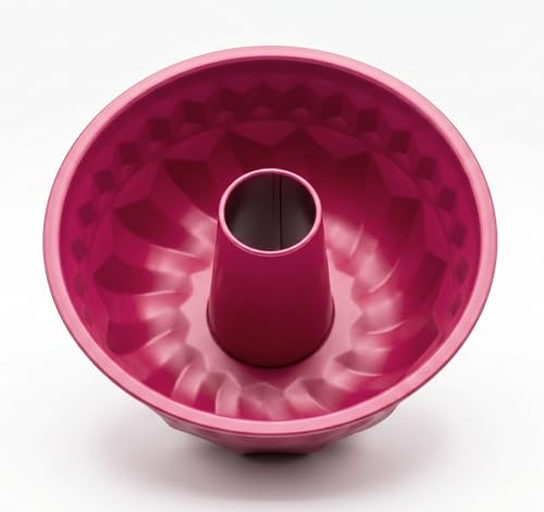 Wohnando Gugelhupfform 23 cm Backform aus Karbonstahl mit Antihaftbeschichtung | Napfkuchenform Kranzform für Marmorkuchen & Nusskuchen | Gugelhupf Backform ofenfest bis 230C Magenta