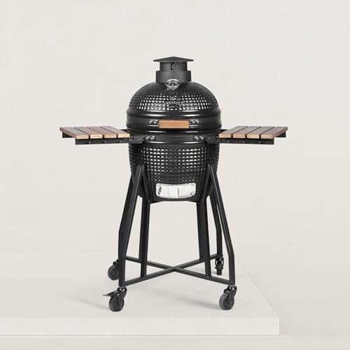 Kamado Forest-Grill M 16' Modèle Medium : facile à déplacer (41 x 59 cm) Inclus : 2 plateaux en bois rabattables Diamètre de la grille : 34 cm
