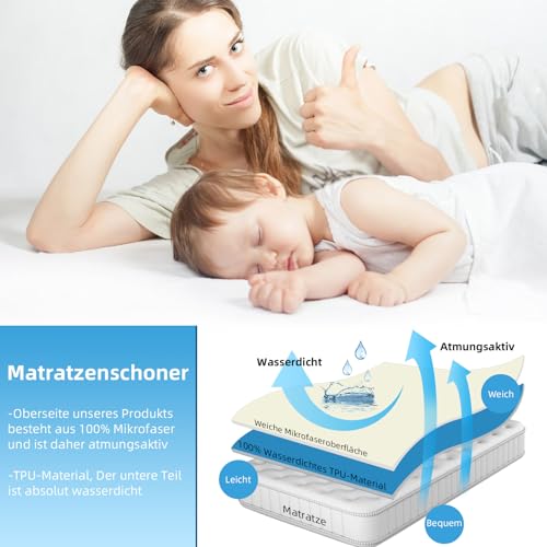 Sábana bajera transpirable e impermeable beige para cama de 120x200 3