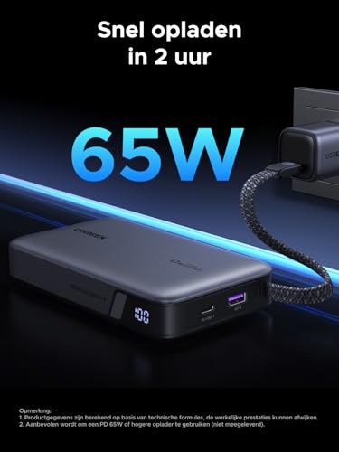 UGREEN Nexode Power Bank, 20000mAh, 67W snelladen met geïntegreerde USB-C-kabel, externe mobiele telefoonaccu's compatibel met Galaxy S25, iPhone 16/15-serie, iPad, laptop en meer - Afbeelding 6